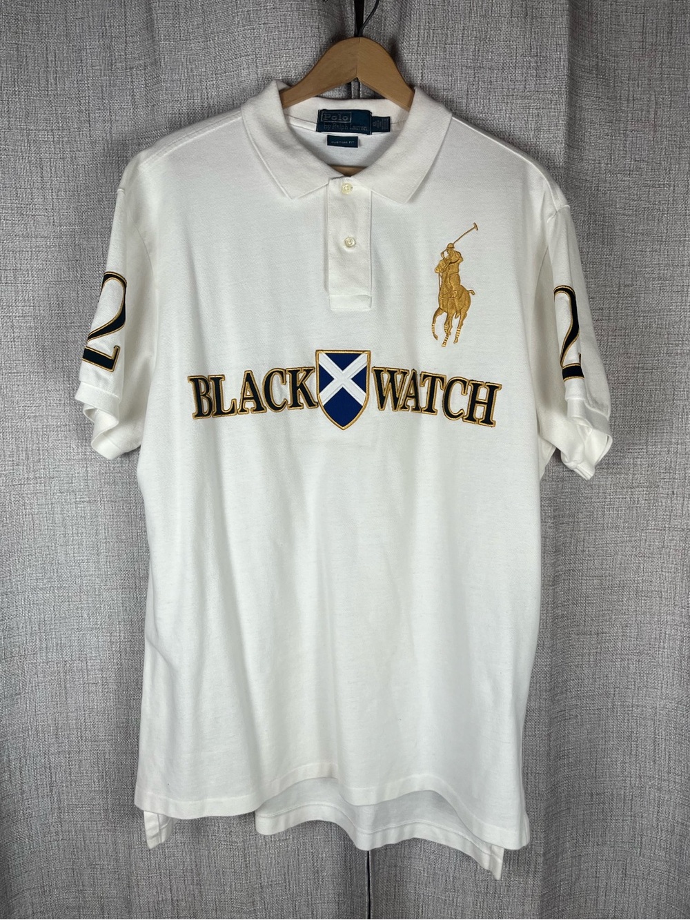 POLO RALPH LAUREN Polo Shirt Black Watch Men’s Sz XL Custom Fit #2 White EUC